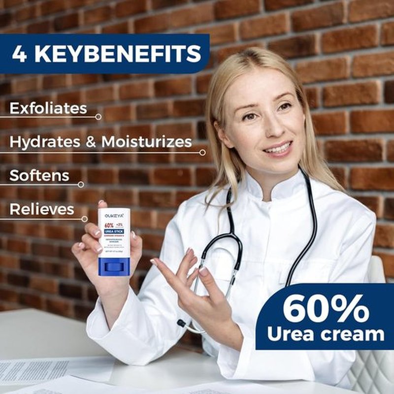 OUKEYA Urea Cream Stick 60% - Intensive Foot Cream with 2% Salicylic Acid for Dry, Cracked Heels | 0.7oz