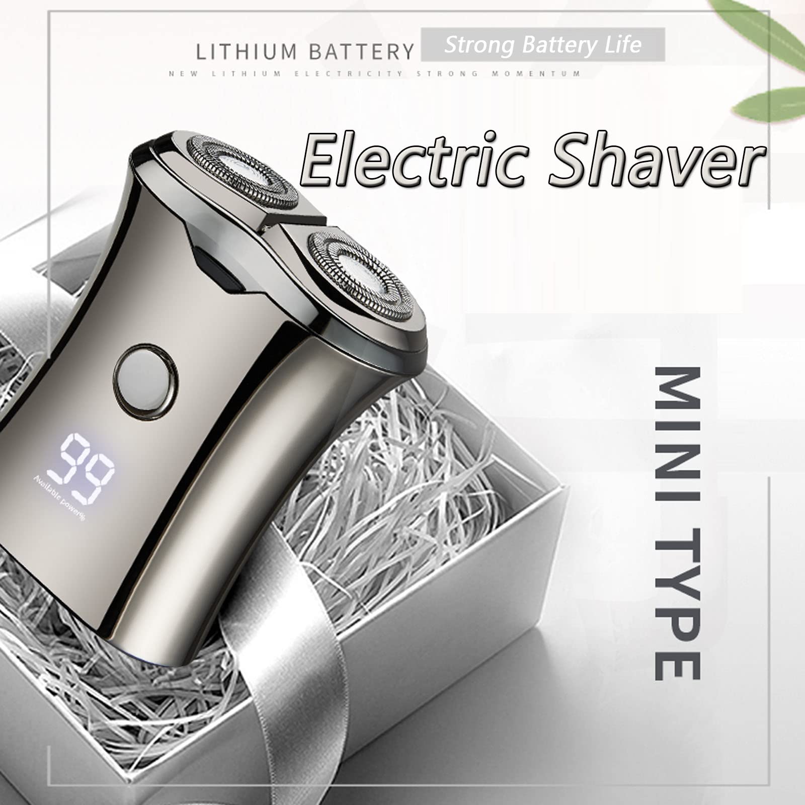 Electric Mini Travel Shaver for Men - Pocket Size Washable Electronic Razor - Mens Rechargeable Portable Cordless Small Shaving Face Beard - Wet & Dry Rotary Compact Electrical Shave