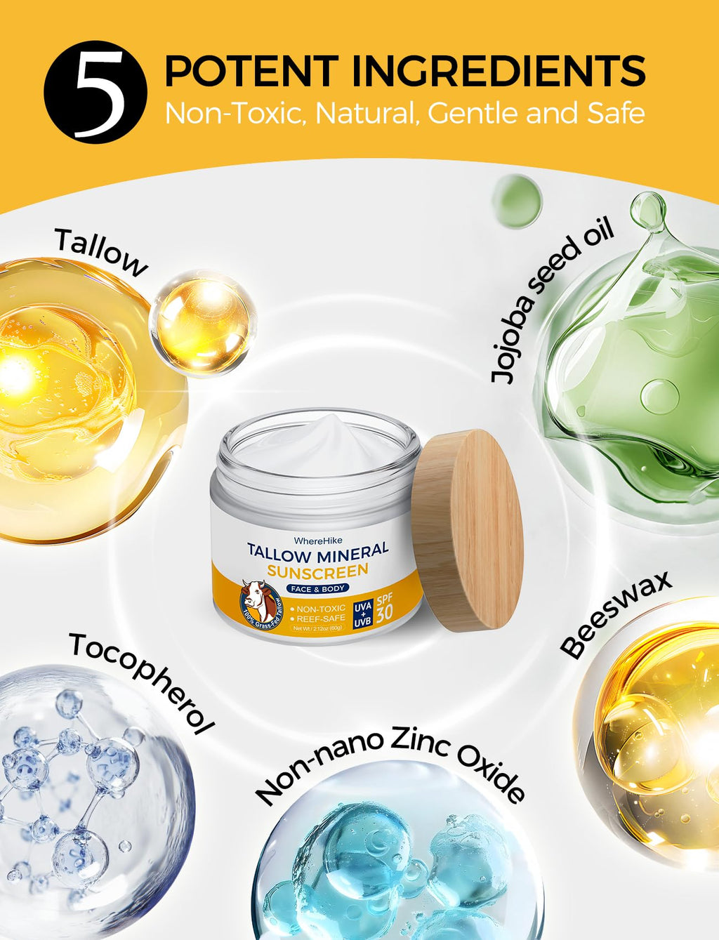 Stilip Beef Tallow Sunscreen Organic SPF 30 with Zinc Oxide,Non-Toxic 2-in-1 Moisturizer & Mineral Sunblock | Reef Safe, Chemical-Free,Lightweight, Clean Formula for Sensitive Skin.