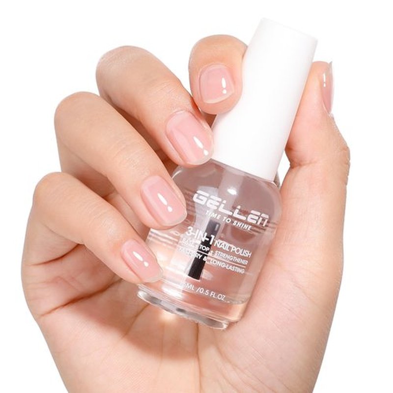 GELLEN 3-In-1 Clear Nail Polish Base Top Coat & Nail Strengthener, Fast Air Dry Breathable Nail Polish, Nails Treatment For Damaged Dry Yellow Finger Nails, Keratin & Vit E, HEMA & TPO Free, Non-toxic