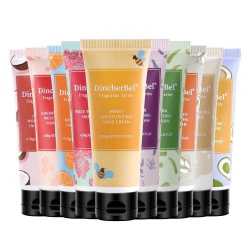 DincherBel 10 Pack Hydrating Hand Cream Set- Travel Size Non-Greasy Hand Lotion Set for Dry Skin, Instant Moisturizing Fragrance Hand Cream for Women, 1.0 oz/30 ml