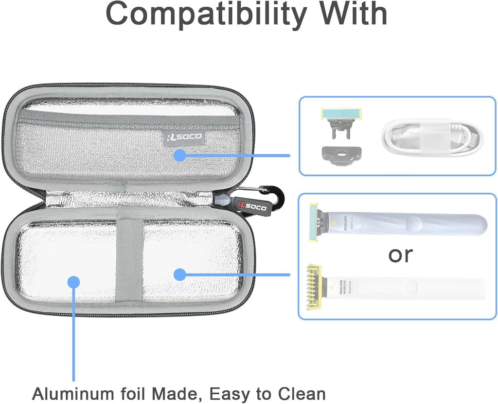 RLSOCO Shaving Case for Philips Norelco OneBlade Intimate Trimmer & Shaver QP1924/70 & OneBlade First Shave Teen Hybrid Electric Shaving System QP1324/20 (Case Only)