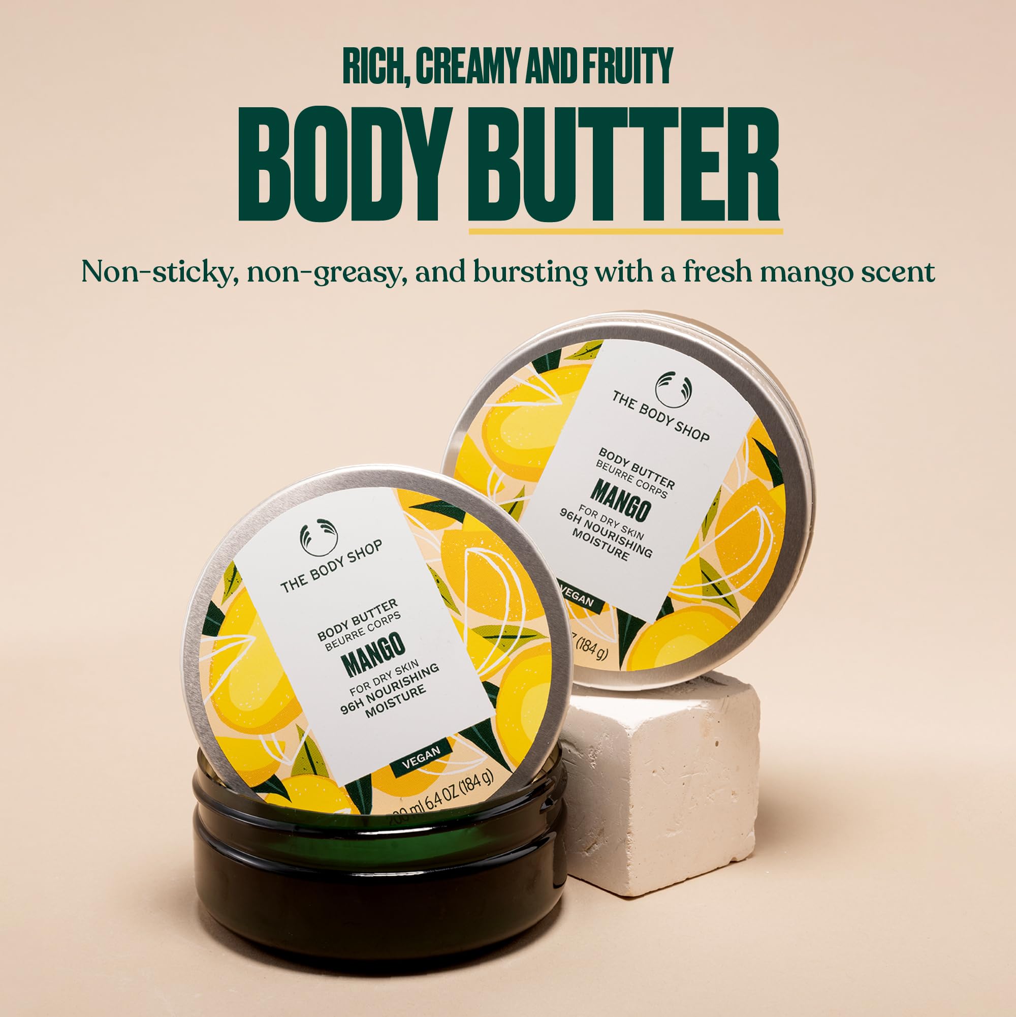 The Body Shop Mango Body Butter – Nourishing & Moisturizing Skincare for Very Dry Skin – Vegan – 1.62 oz