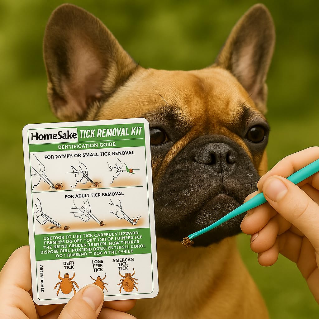 Homesake Tick Remover Tool for Dogs, Cats & Humans | Deer Tick Remover Kit | Stainless Steel Tick Removal Tool with Fine Tip Tweezers | Removes Entire Tick Head & Body | Pouch & ID Card