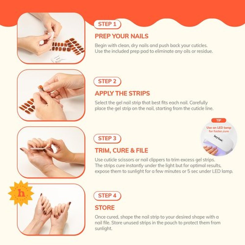 Heyhae Semi Cured Gel Nail Strips | No LED Lamp Needed | French, Pink, Spring | Easy Apply & Remove, Salon Quality | Includes 28 Strips, 1 Prep Pads, Nail File & Wooden Stick - Hey, Dinner at 6?