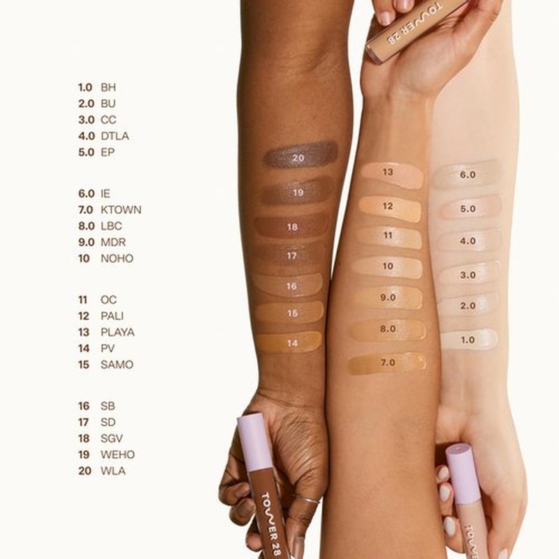 Tower 28 Swipe Serum Concealer - Hydrating Medium-Full Coverage Concealer + Under Eye Brightener - Skin Care Infused Makeup with Hyaluronic Acid + Soothing Centella - 4.0 Light/Medium Cool (0.22 oz)