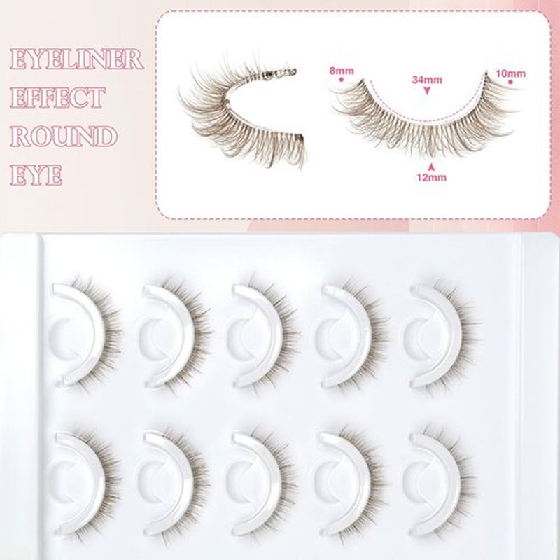 Self Adhesive Lashes False Eyelashes Natural Pre-glued Easy Lashes for Beginners No Glue Needed Press on Eyelashes Waterproof Wispy Strip Eyelashes by MERETON(12mm Brown）M863
