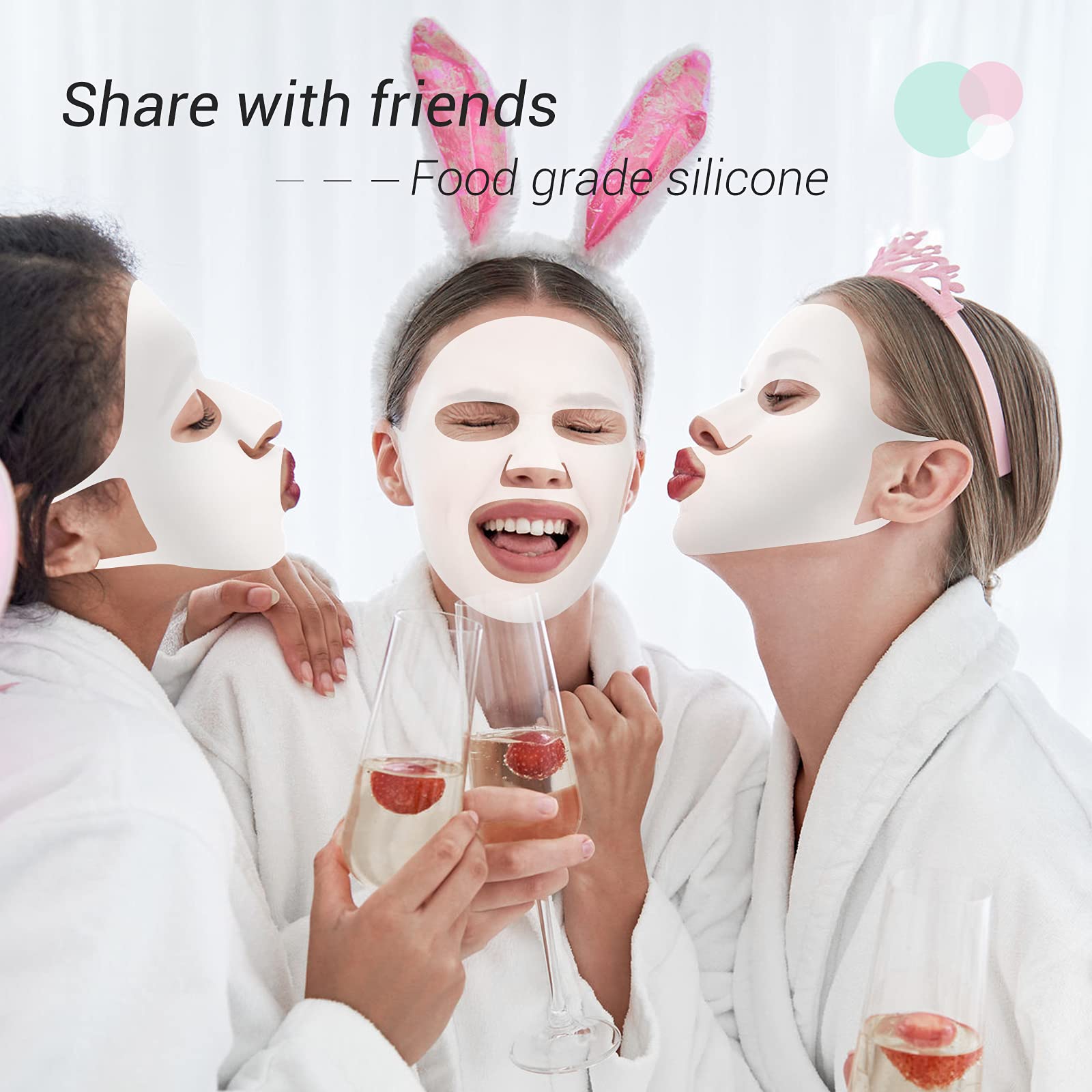 Maitys 5 Pcs Reusable Silicone Face Mask for Sheet Masks, Anti-wrinkle Moisturizing Facial Mask Cover Holder, Prevent Evaporation Hairdressing Skincare Beauty Spa Care Tool(White)