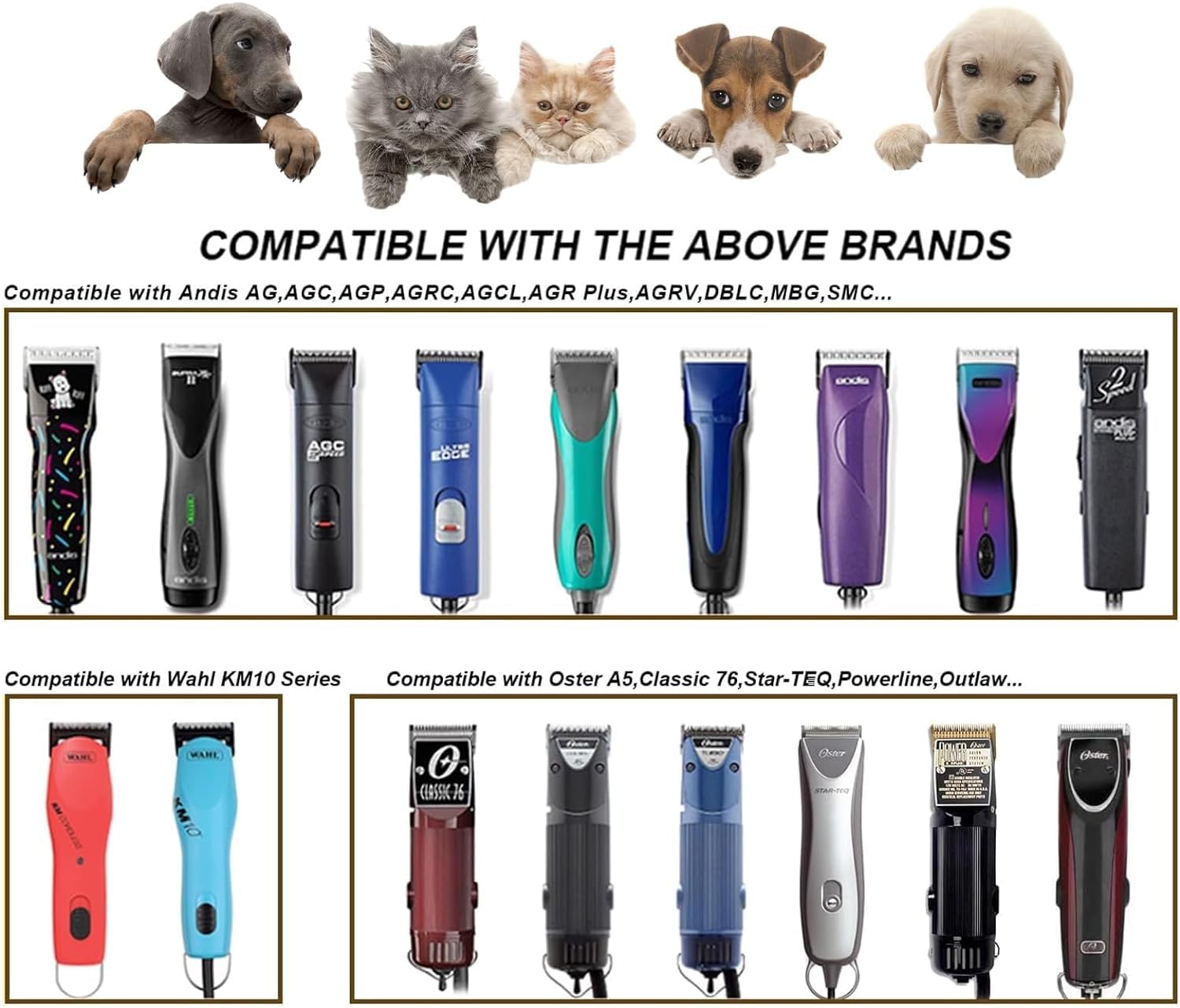 Audoc 2PCS 10 Blades Dog Grooming Blades Compatible with Andis,Oster A5,Wahl km10 Dog Clippers,Size-#10, 1/16-Inch Cut Length (2pcs #10 (1.5mm))