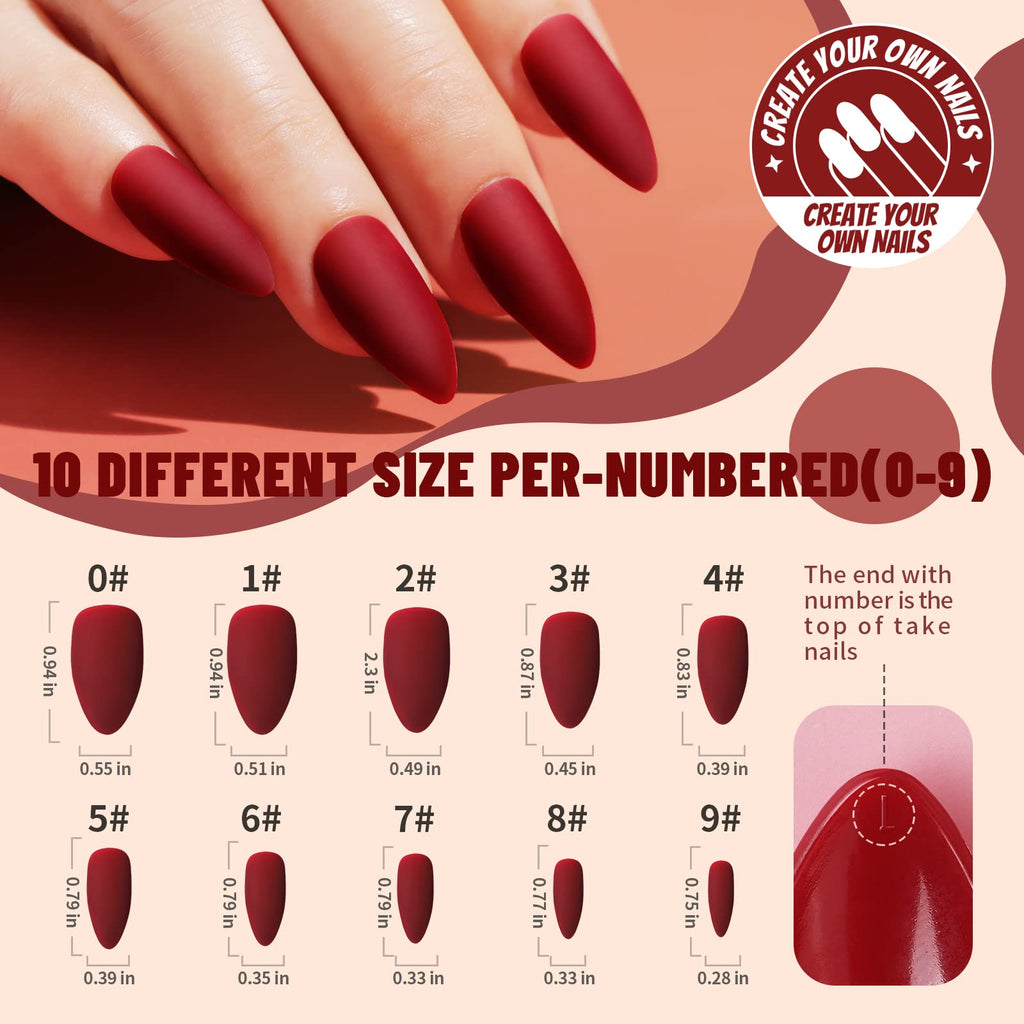 Teenitor Almond Press On Nails, 12 Color 288Pcs Matte Glue On Nails Almond Shape Press On Nails Medium Length Fake Nails