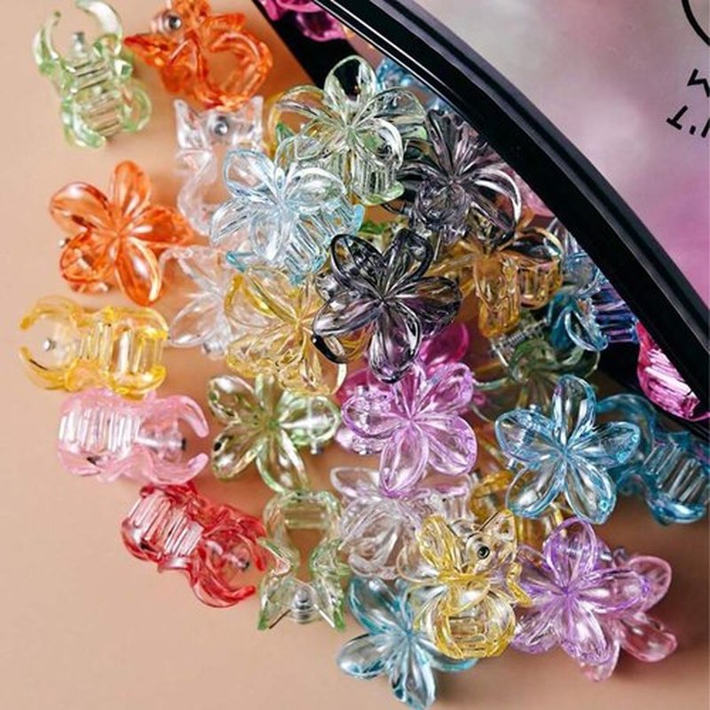Small Flower Hair Clips for Women, 50 Pcs Hawaiian Mini Plumeria Flowers Hair Claw Clips, Tiny Hibiscus Decorative Hair Accessories