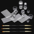 11 Pcs Nail Art Stamper Kit - 4Pcs Double Sided French Tip Nail Stamps with 4Pcs Nail Scrapers, 3Pcs Double-ended Nail Art Liner Brushes