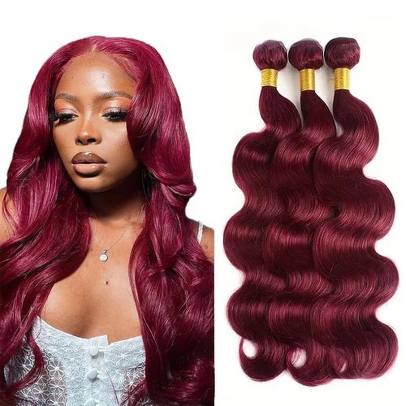 24 26 28 inch Burgundy Bundles 99j Body Wave Human Hair Bundles Red Human Hair Bundle Burgundy Body Wave Bundle