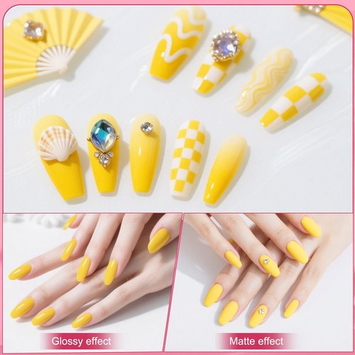 Artdone Gel Nail Polish Set Solid UV Gel 16 Bottles Set Include Top & Matte Top Coat and Base Coat White Pink Yellow Blue Red Colors For All Seasons Neutral Soak Off Manicure Kit For Nail Art