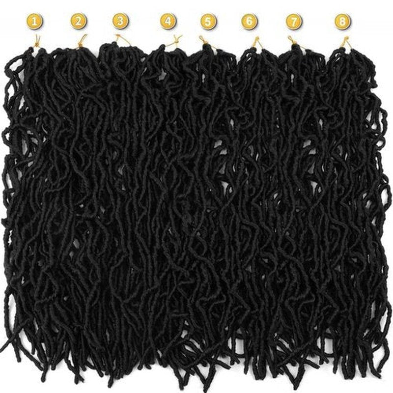 8 Packs Faux Soft Locs Crochet Hair Pre Looped 20 Inch Distressed Locs Crochet Butterfly Locs Wave Braids for Black Women (1B, 20 Inch(Pack of 8))