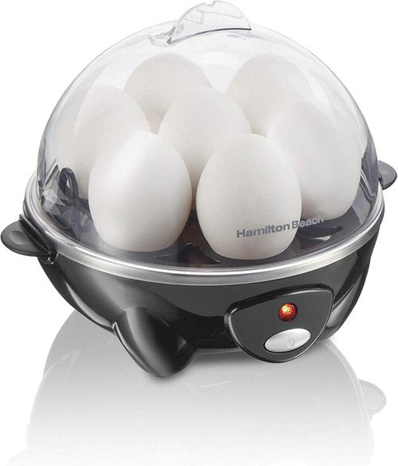 Hamilton Beach 3-in-1 Electric Egg Cooker - Hard Boiled, Poached & Omelet Maker, Holds 7 Eggs, Black