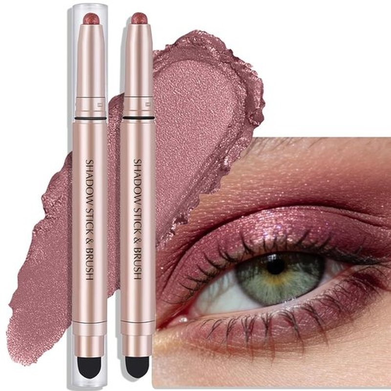 Skiennix Burgundy Cream Eyeshadow Stick - Dual-Ended Long-Lasting Shimmer Pencil for Crease-Proof Application