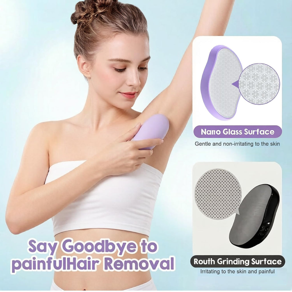 Premium Crystal Hair Eraser,Painless Exfoliation Hair Removal Epilator,Nano Glass Hair Remover for Women,Natural Gentle and Efficient Shaver Trimmer on Leg Arm (1, Crescent-Pruple)