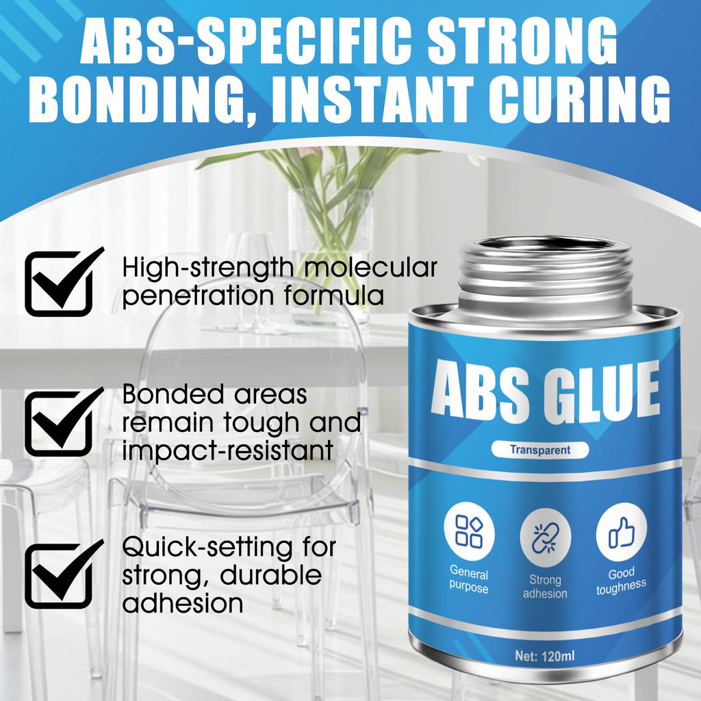 kuailaya ABS Glue, Glue for Plastic ABS Cement High Bonding Strength Waterproof High Versatility for Bonding PP ABS PVC Acrylic Miniatures Model Craft and Other Plastic, 120ml
