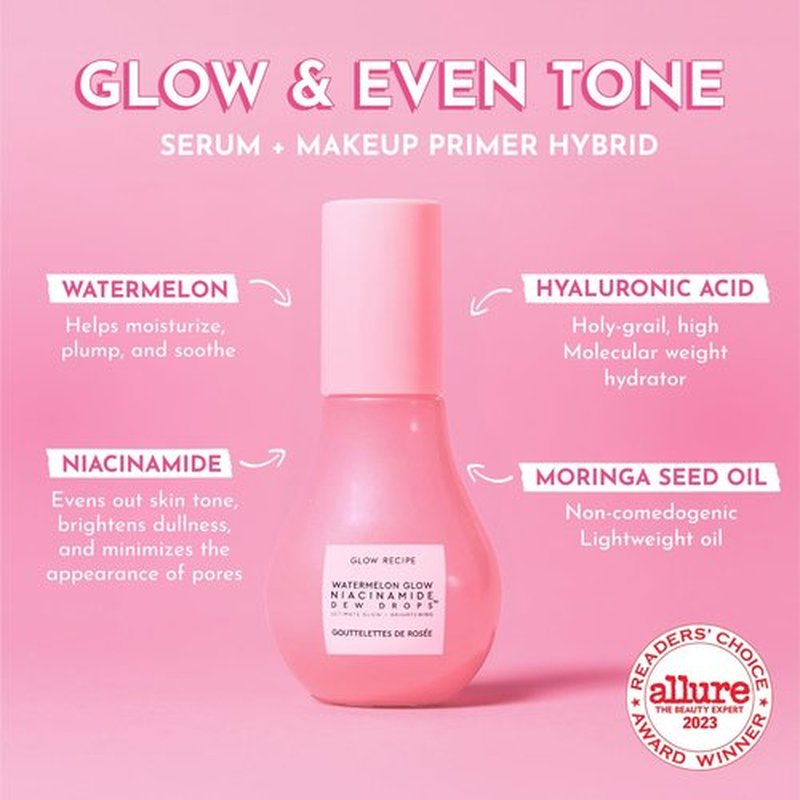 Glow Recipe Soothe, Glow & Bright Gift Set - Niacinamide Dew Drops Illuminating Primer & Avocado Ceramide Facial Serum & Guava Dark Spot Serum - Korean Skincare Travel Kit (3 Count)