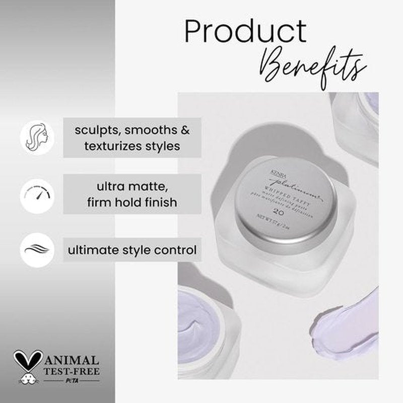 Kenra Platinum Whipped Taffy 20 - Matte Defining Paste for Ultra-Matte Finish | Firm Hold & Texturizes All Hair Types