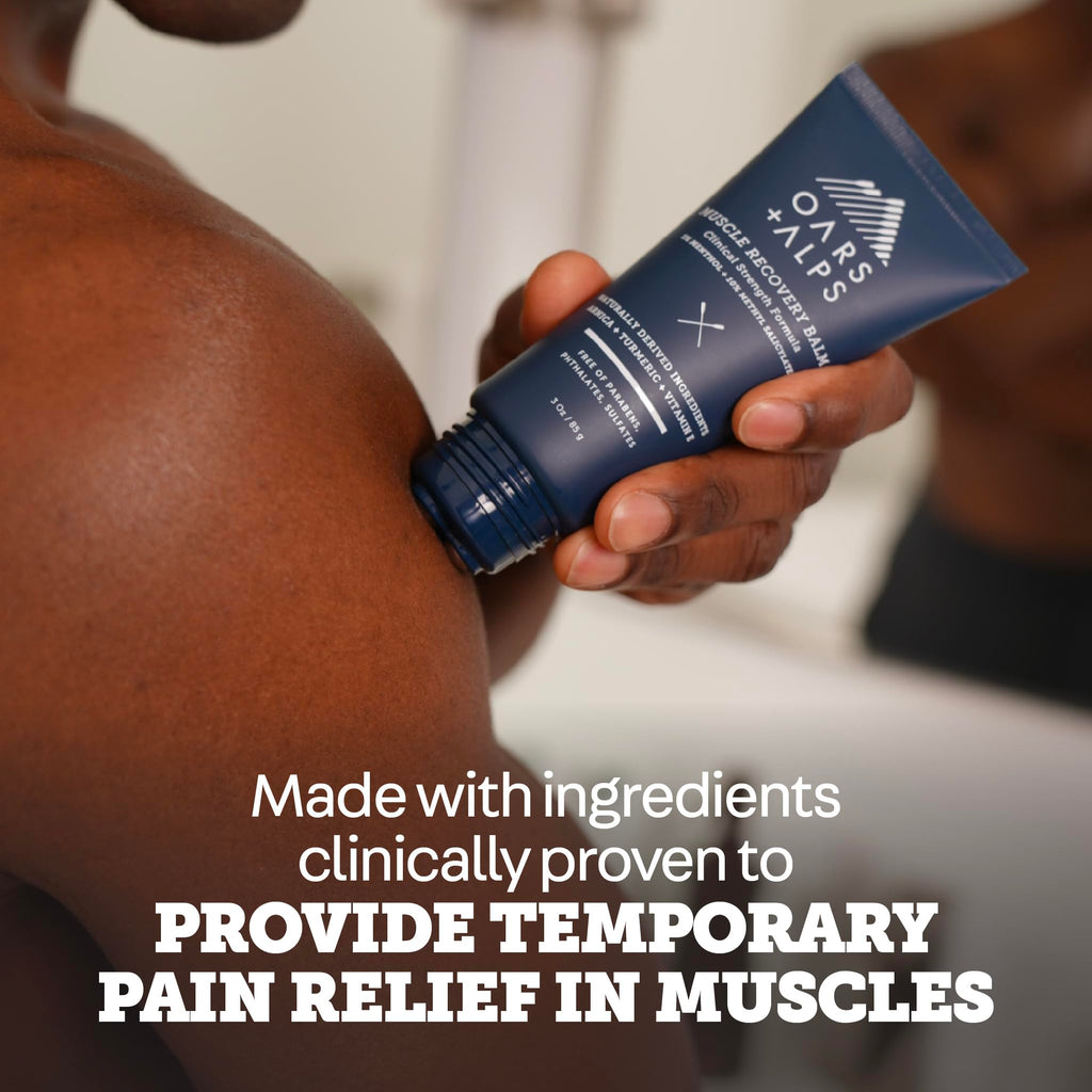 Oars + Alps Muscle Recovery Balm and Rub, Muscle Pain Relief Balm Infused with Arnica and Turmeric, Lavender Sage Scent, 3 Oz