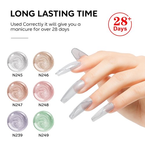 Nicedeco Hema Free Gel Nail Polish Cruelty Free Vegan 6 Colors Cat Eye Gel Polish U V Gel for Nail Art Manicure Salon