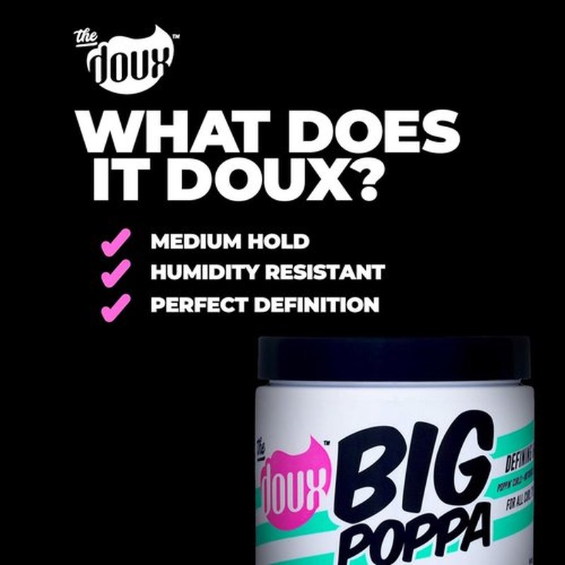 Doux BIG POPPA Curl Defining Gel - Frizz Control & Shine with Babassu Oil for Soft Hold | 8 oz