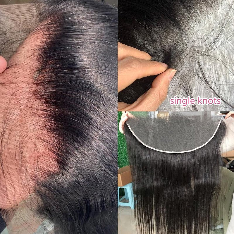 YOMIO 13x6 Lace Frontal HD Lace 12 Inch Straight Human Hair Frontal 12A Grade Brazilian Virgin Human Hair Frontal Pre Plucked with Baby Hair 150% Density Natural Black Color
