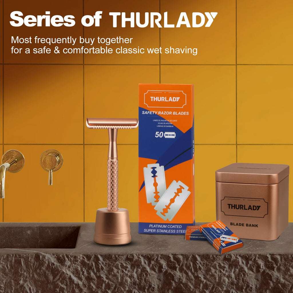 THURLADY Razor Blade Disposal Container, Rose Gold, Large Capacity, Holds Over 500 Blades, Safe & Recyclable
