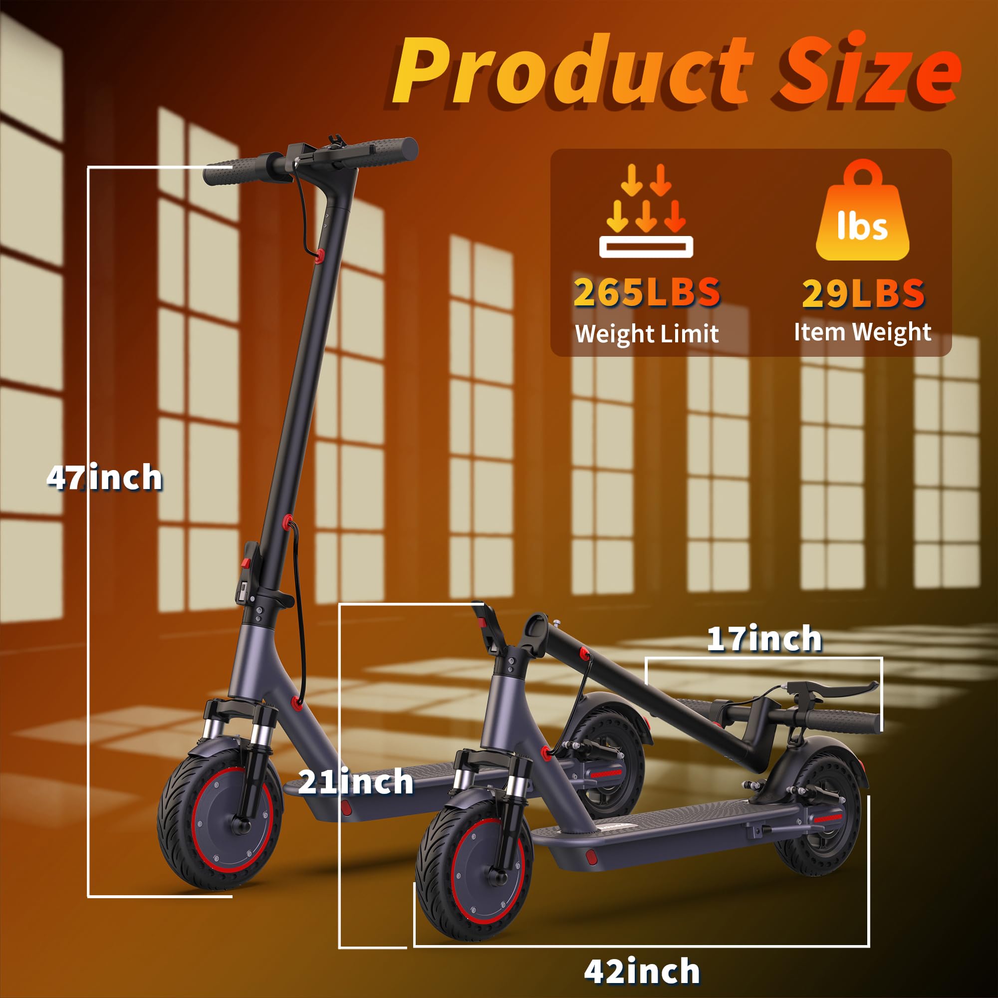 Roinside Electric Scooter - 10" Solid Tires, 500W Motor, Up to 22 MPH& 24 Miles Long-Range Foldable Commuting Scooter for Adults with Double Braking System and Smart App