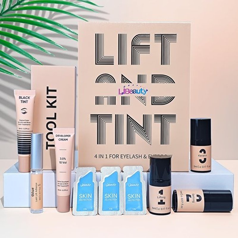 Libeauty Lash Lift and Color Kit Black with Full Tool Set Brow Lamination and Color Kit Vacuum Pump Design for Beginner & Eyelash Artist Easy To Use At Home & Salon (With lash lift liquid glue)