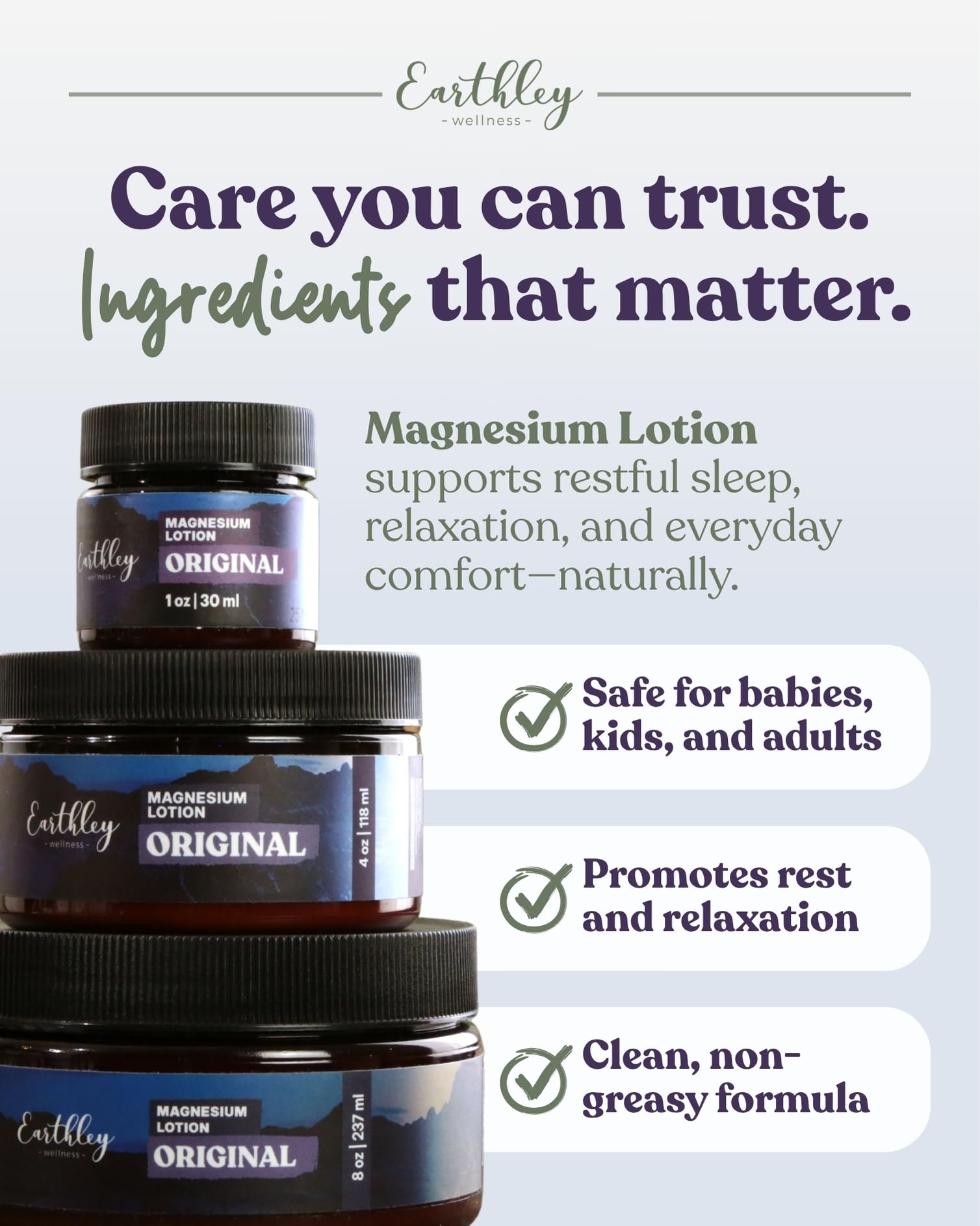 Earthley Wellness Magnesium Lotion, Body Cream for Relaxation, 3600mg per Jar, Magnesium Chloride, Beeswax & Highly Concentrated 100mg Magnesium (6oz, Sensitive)