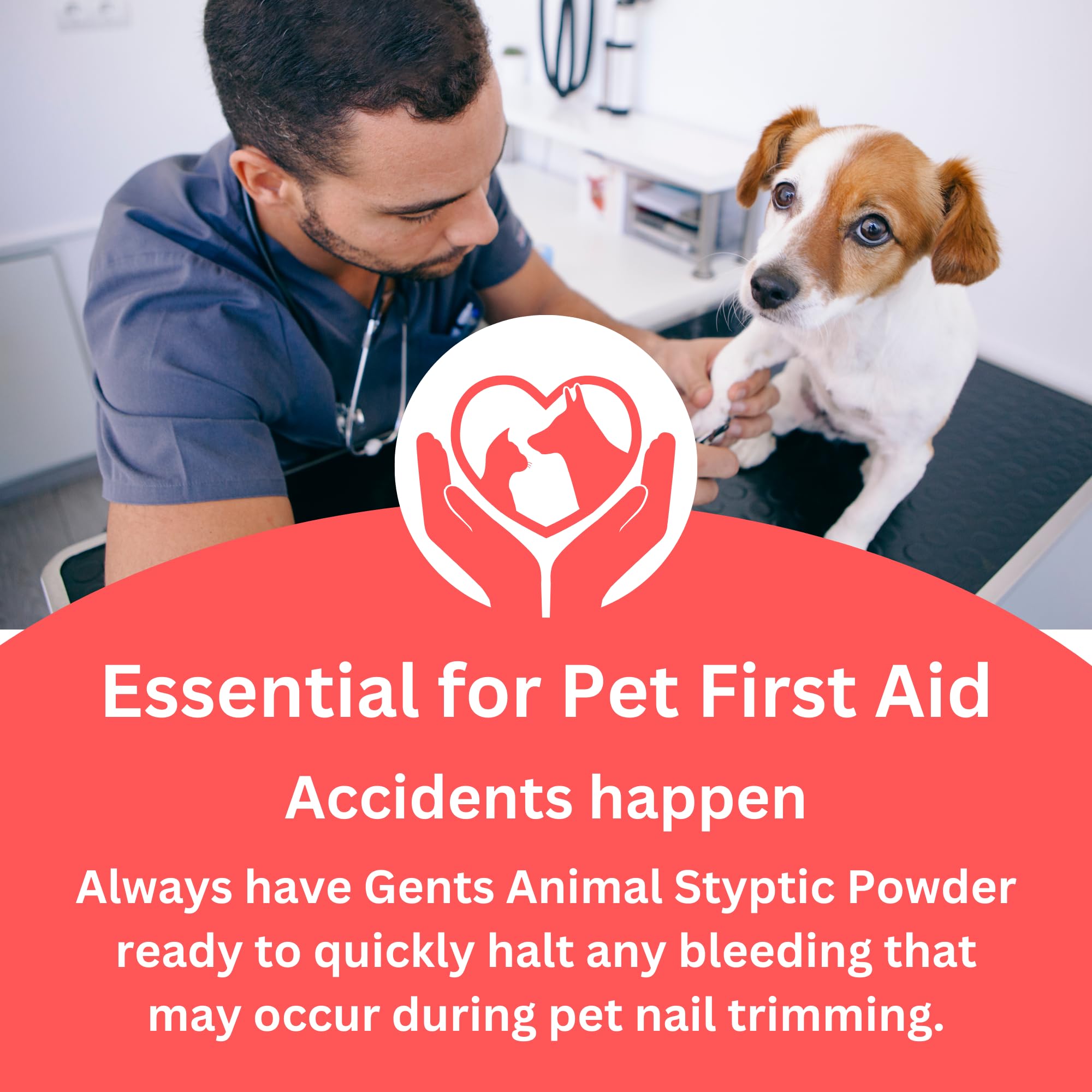 G.B.S Styptic Powder for Animals – Fast-Acting Blood Stop for Dogs, Cats, Birds & Small Pets – First Aid Powder for Nail Bleeding, Minor Cuts & Grooming – 1 oz, Pack of 5