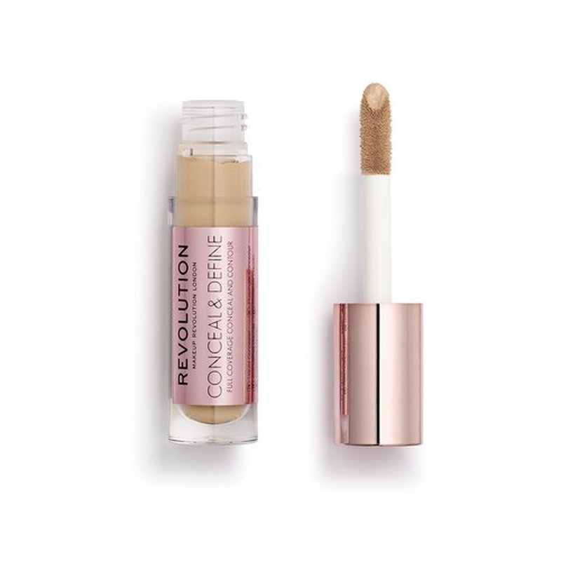 Revolution, Conceal & Define Concealer, Full Coverage & Lightweight, Long-Lasting Matte Finish, Vegan & Cruelty Free, C10 Medium or Tan Skin Tones, 0.14 oz