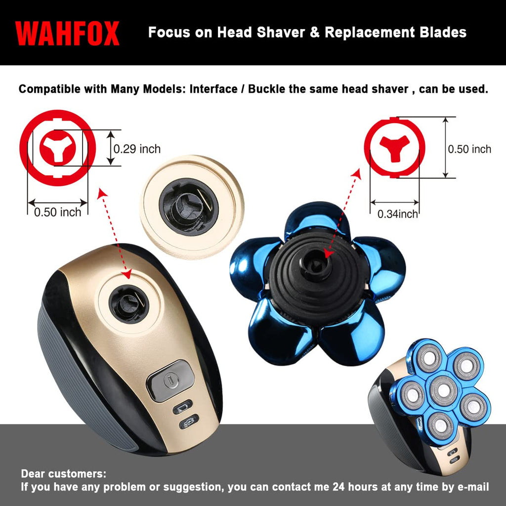 Universa 6 Blades Replacement Heads for Mainstream head shaver brands, Head Shaver Replacement Blades (6 Blue)