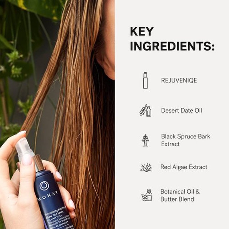 MONAT Smoothing AntiFrizz Blowout Styling Spray – Quick Dry Hair for Frizz Control – Natural & Nourishing AntiFrizz – Salon Quality Blowout Heat Protection for Glossy Finish