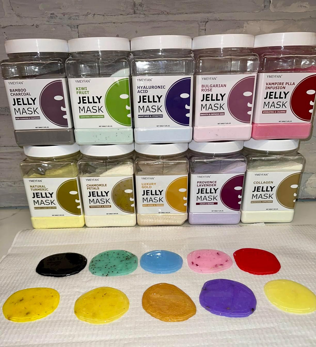 YMEYFAN Jelly Mask for Facials, Jelly Mask Powder Bulk Wholesale for Esthetician Supplies Professional Beauty Salon Spa Facial Mask Vajacial, Face Masks Skincare Big Set (10 Jar, 500g/17.6oz)