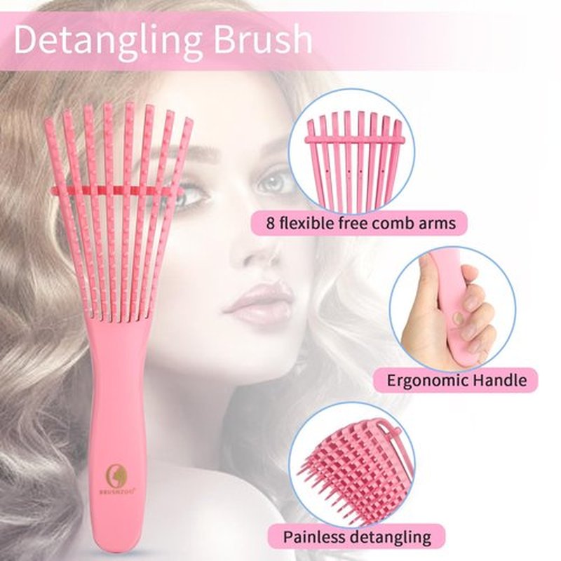BRUSHZOO Hair Brush Set, Hair Brushes for Women Men kid Wet Dry All Hair Detangling Parting Styling
