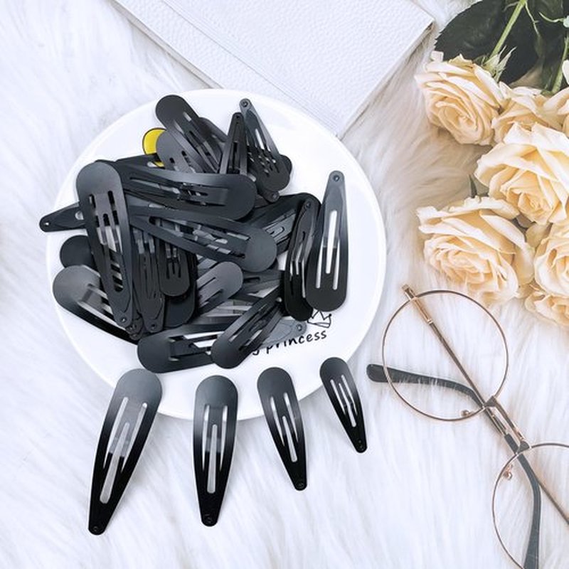 40 Piece Snap hair Clips for Woman, Large Metal Hair Barrettes with Storage Box, Nonslip Hair Pins Accessories for Women, Girls, Kids, Teens - 1.9", 2.3", 2.7", 3.1" Sizes(Black)