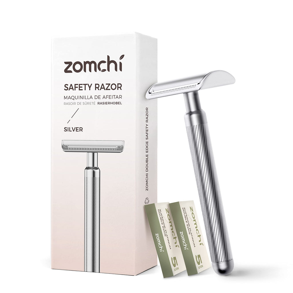 Double Edge Safety Razor, Metal Razor Includes 10 Double Edge Blades