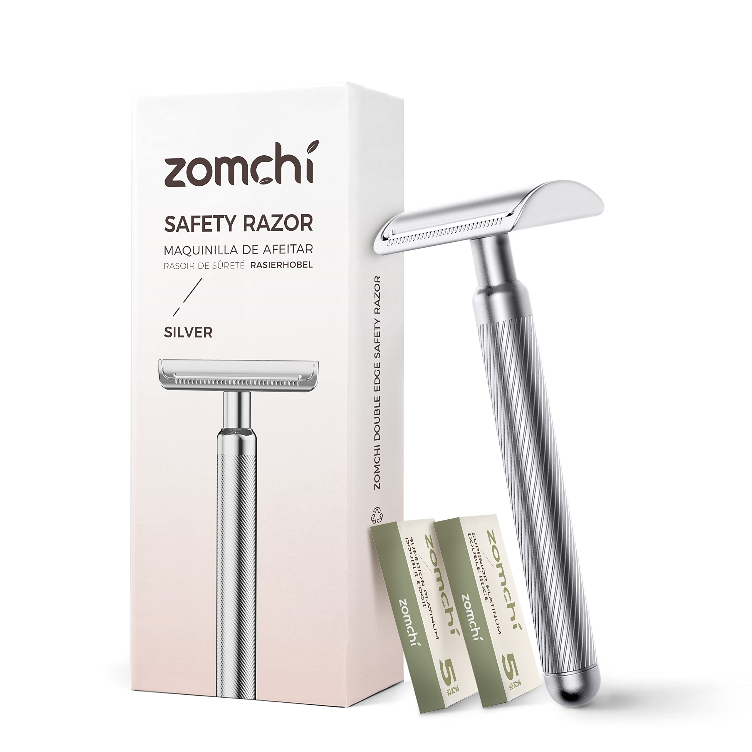 Double Edge Safety Razor, Metal Razor Includes 10 Double Edge Blades