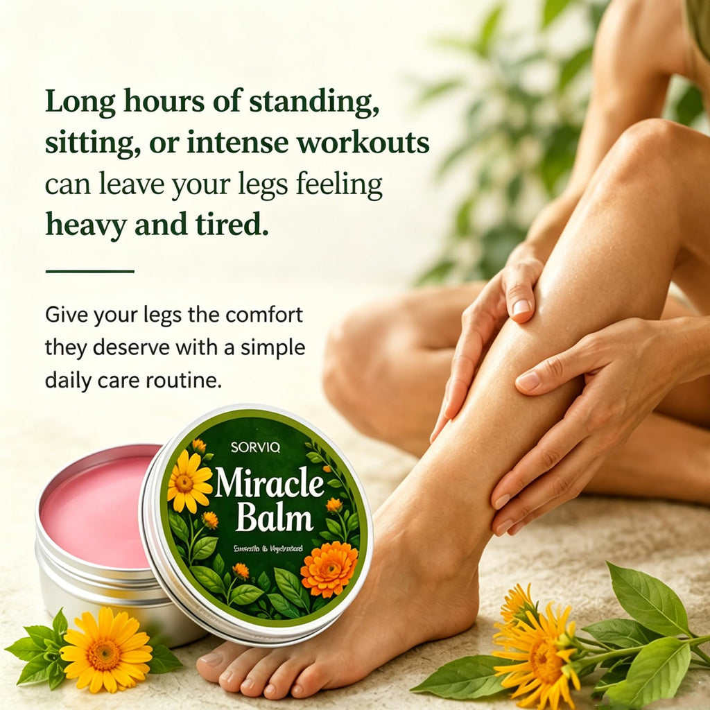 Sorviq Miracle Balm, Leg Relief Balm For Tired & Heavy Legs – Cooling Massage Cream With Arnica, Vitamin E & Calendula – Fast Absorbing Moisturizing Foot & Leg Care For Daily Comfort (2 Sets)