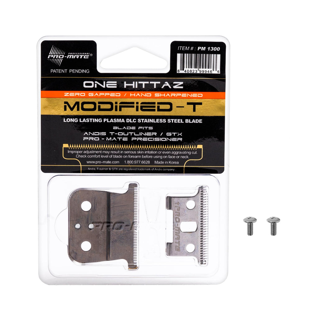 Replacement Blade 04521 fits Andis T-Outliner 04780, GTX 04785 (Model GO, GTO) Modified One Hittaz Zero Gap by PRO-MATE w/Free Screws (Black - T Shape)