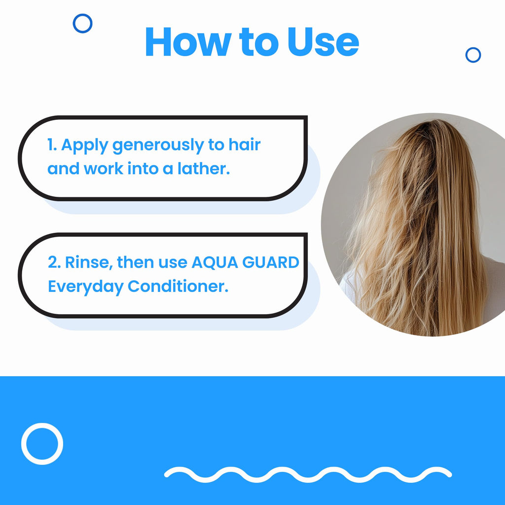 AQUA GUARD Clarifying Shampoo | Remove Chlorine & Pool Hair Smell | Paraben Free, Vegan, Color Safe, Leaping Bunny Certified (2-Pack)