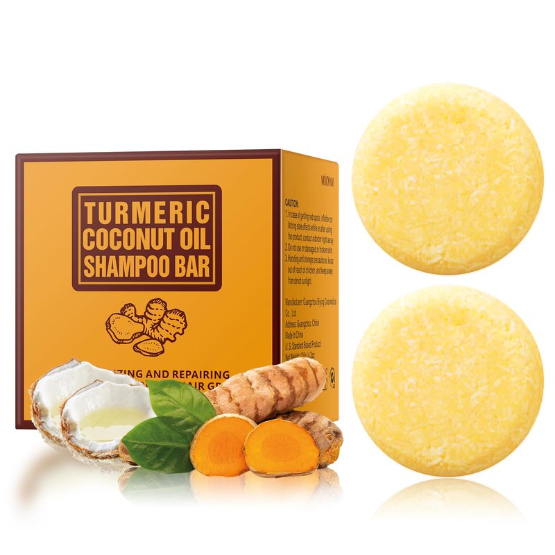 YAFUSIPE 2 Pack Ginger Hair Regrowth Shampoo Bar Turmeric Soap for Growth Natural Ginger Solid Bars for Thinning Strengthen Curly Oily Hair Anti Hair Loss Travel Deep Cleansing Women Men 4.23OZ/120g