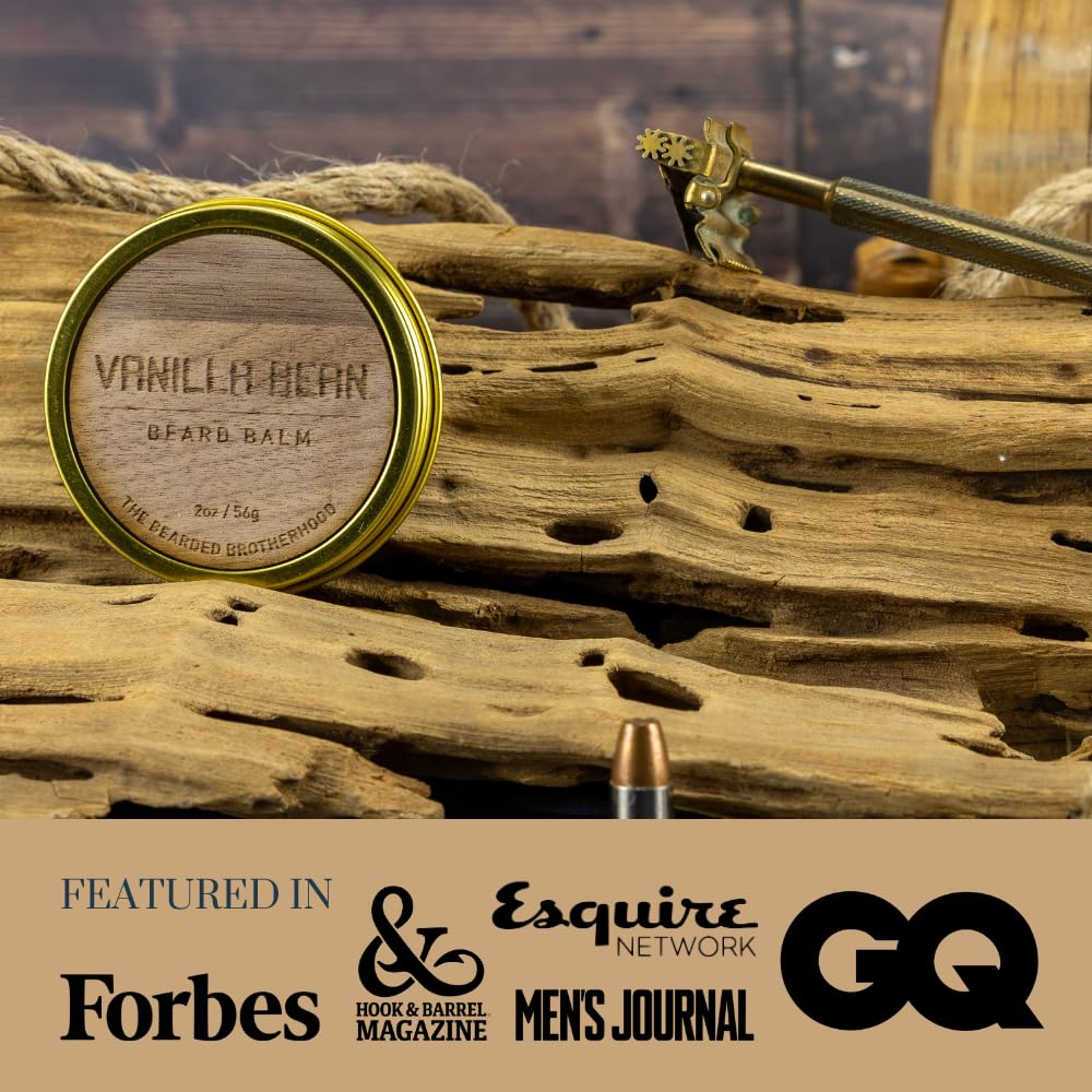 The Bearded Brotherhood TBB Vanilla Bean Beard Balm – Rugged & Refined Beard Care – Spiced Vanilla Scent with Premium Oils & Butters, 2 oz