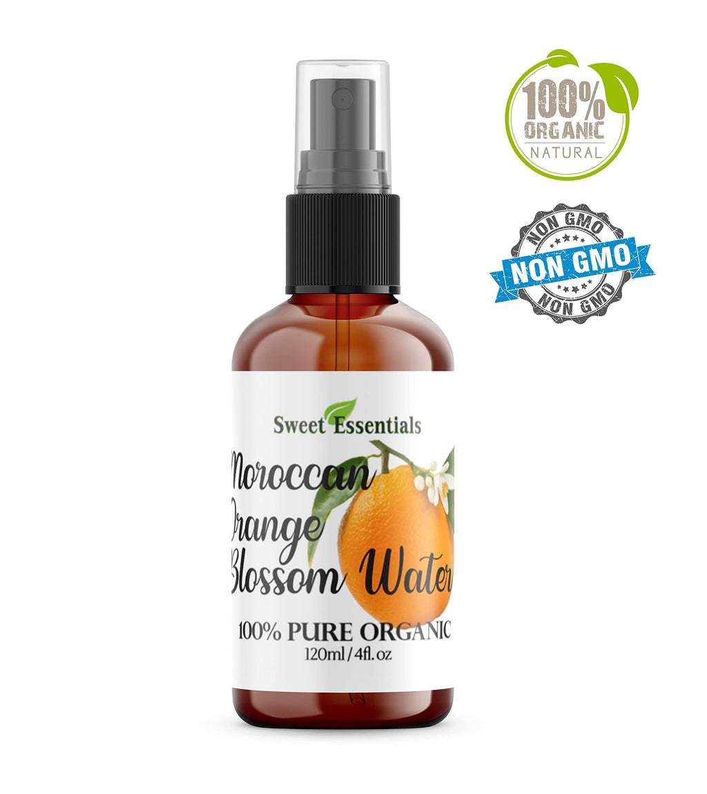 Premium Organic Moroccan Orange Blossom (Neroli) Water | 4oz Spray Imported from Morocco | Food Grade | Packed with Natural Antioxidants. Perfect for Hydrating & Rejuvenating Your Face & Neck