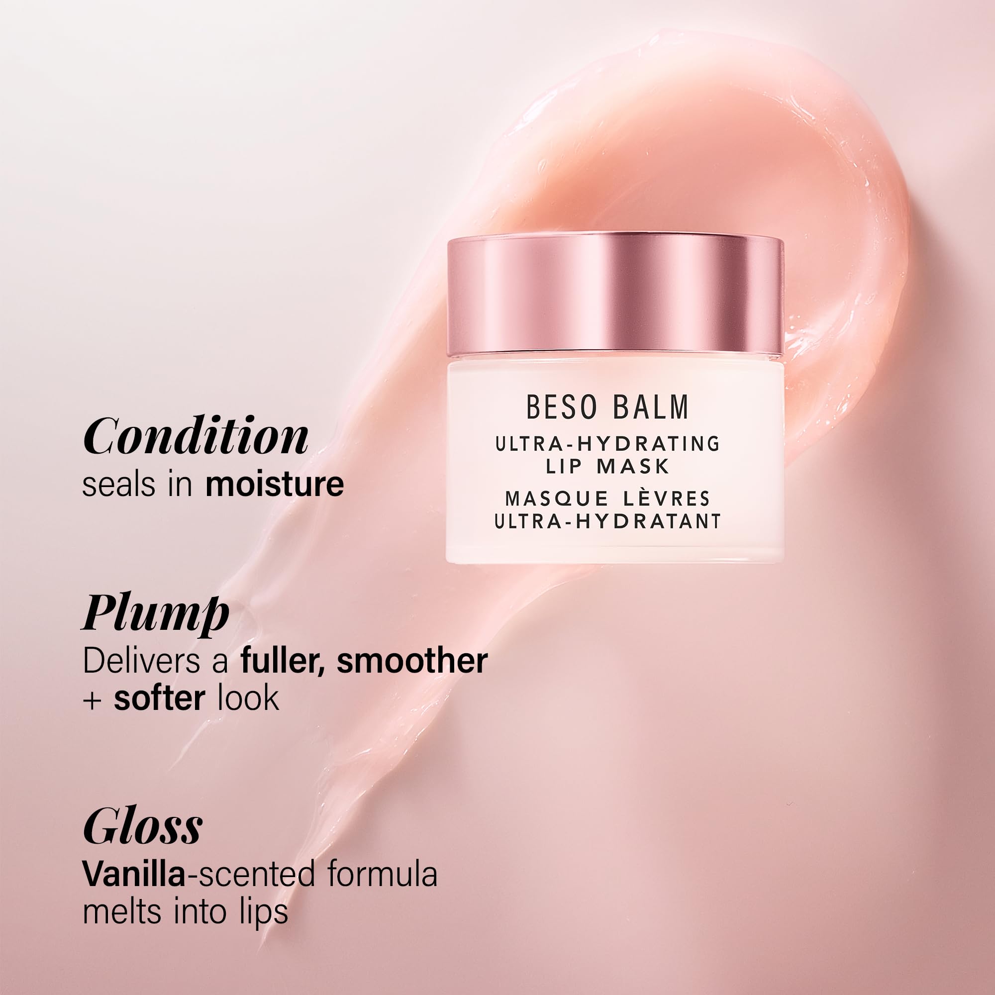JLO BEAUTY Beso Balm Lip Mask 3-Pack, Vanilla-Scented Hydrating Balm & Overnight Sleeping Mask for Women, Glossy Finish, Helps Soften & Smooth Dry Lips