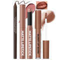 Noerrors Juicy Nude Lip Kit - Matte Lipstick, Nourishing Gloss & Brown Liner | Moisturizing Trio for Women